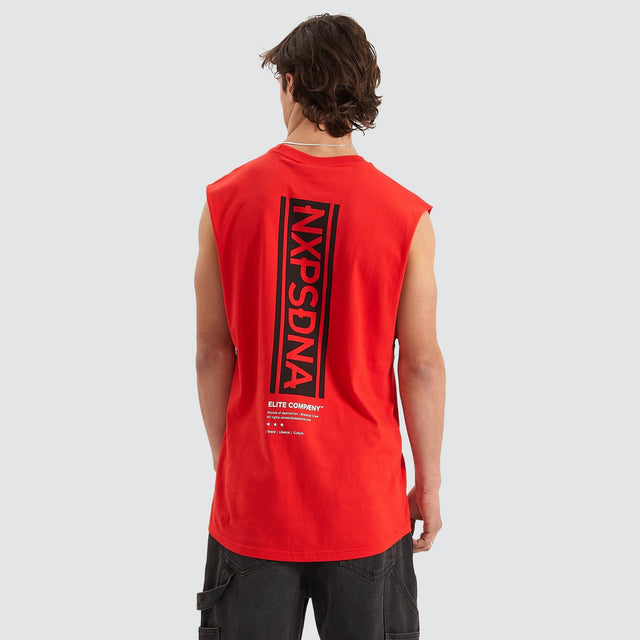 Nena and Pasadena Coupe Scoop Back Muscle Tee Poppy Red