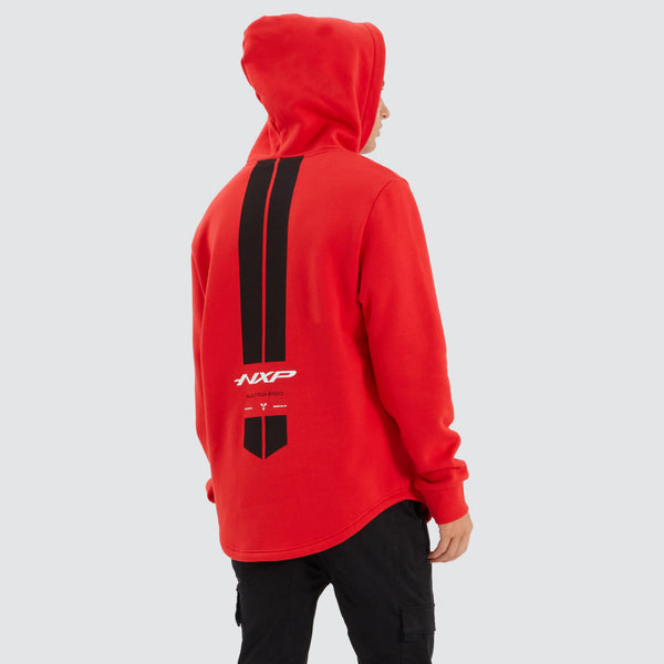 NXP Digit Dual Curved Hoodie in Poppy Red | Neverland Store