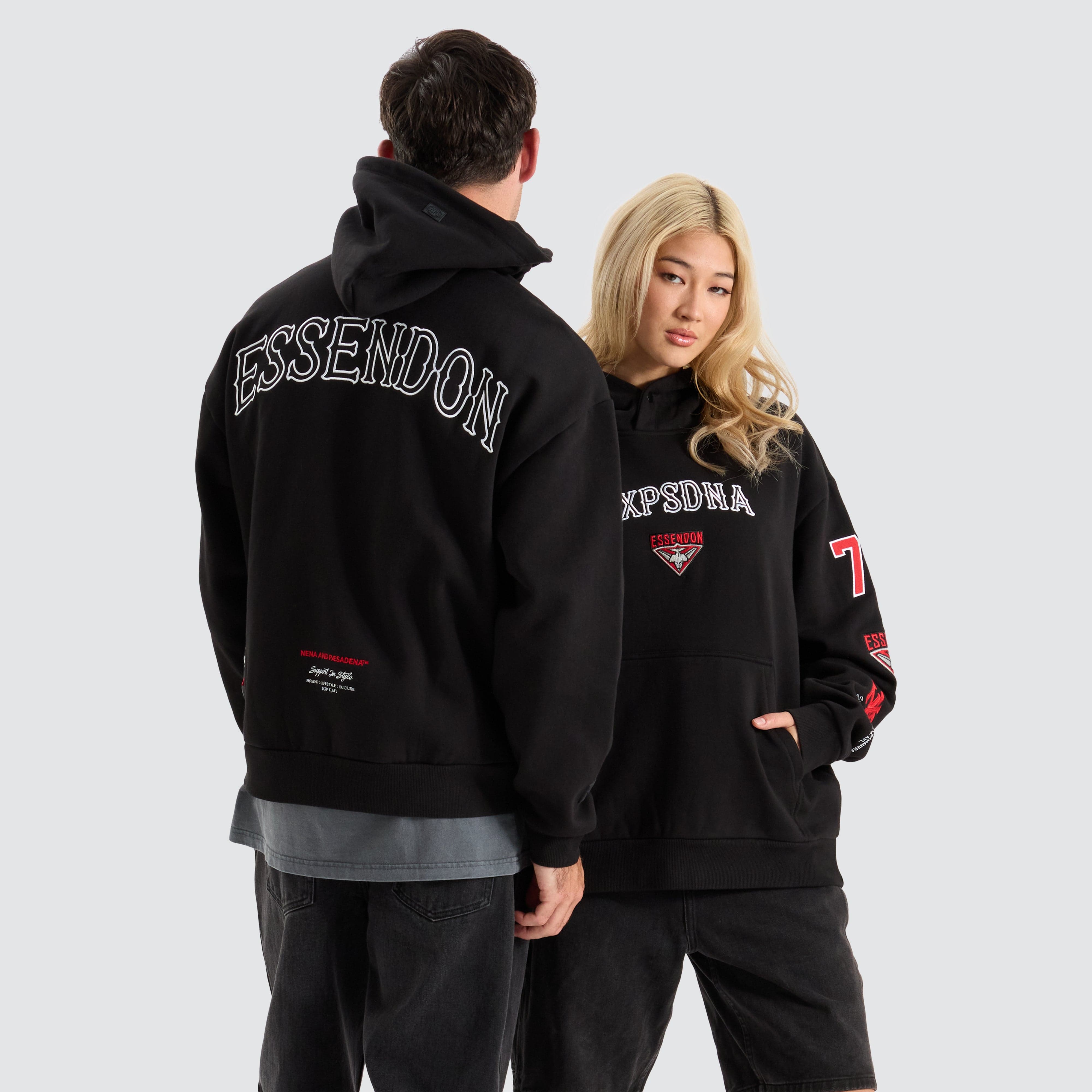 NXP Essendon Bombers AFL Box Fit Hoodie in Jet Black Neverland