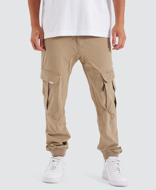 Nena and Pasadena F150 Slim Nylon Cargo Jogger Stone