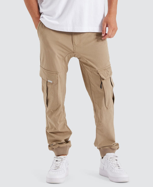 Nena and Pasadena F150 Slim Nylon Cargo Jogger Stone