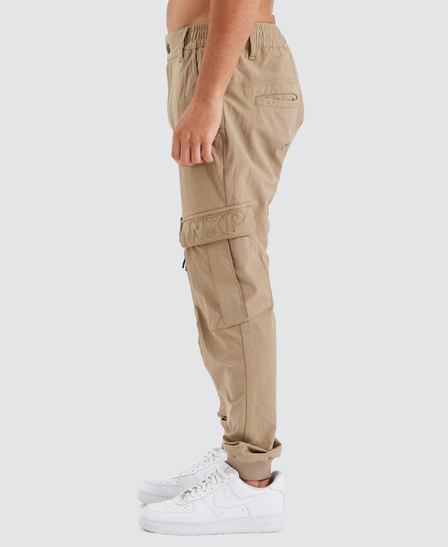 Nena and Pasadena F150 Slim Nylon Cargo Jogger Stone