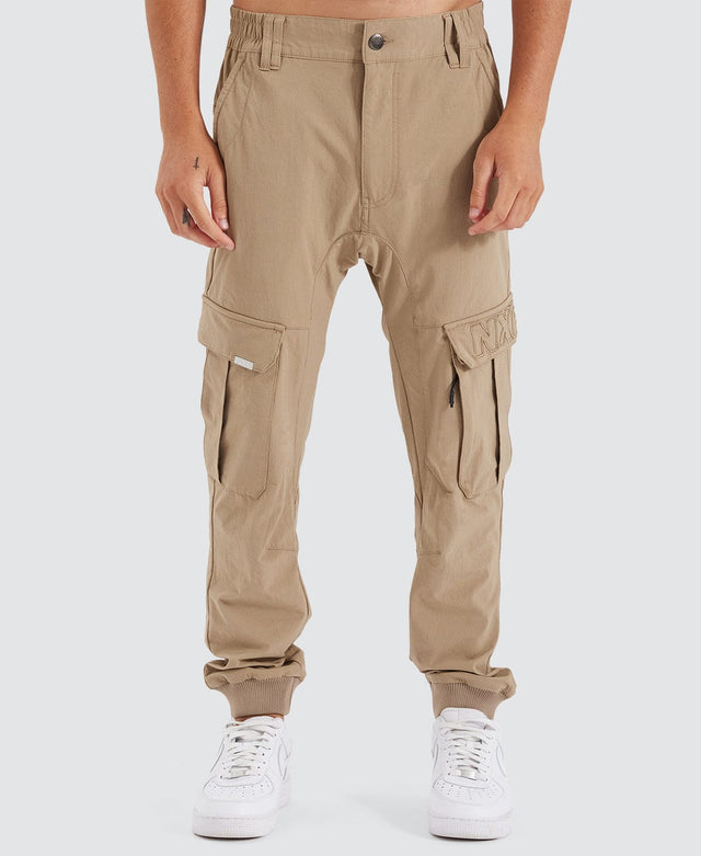 Nena and Pasadena F150 Slim Nylon Cargo Jogger Stone