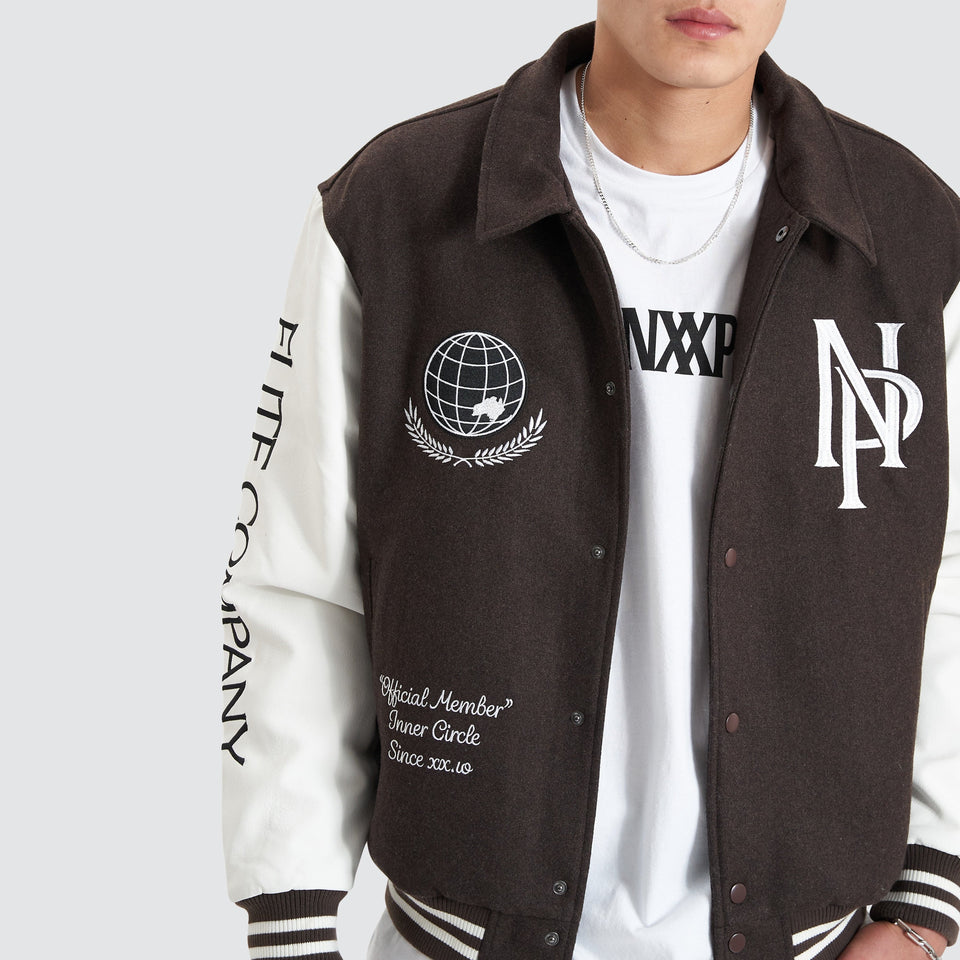 NXP Facade Varsity Jacket in After Dark | Neverland | Neverland Store