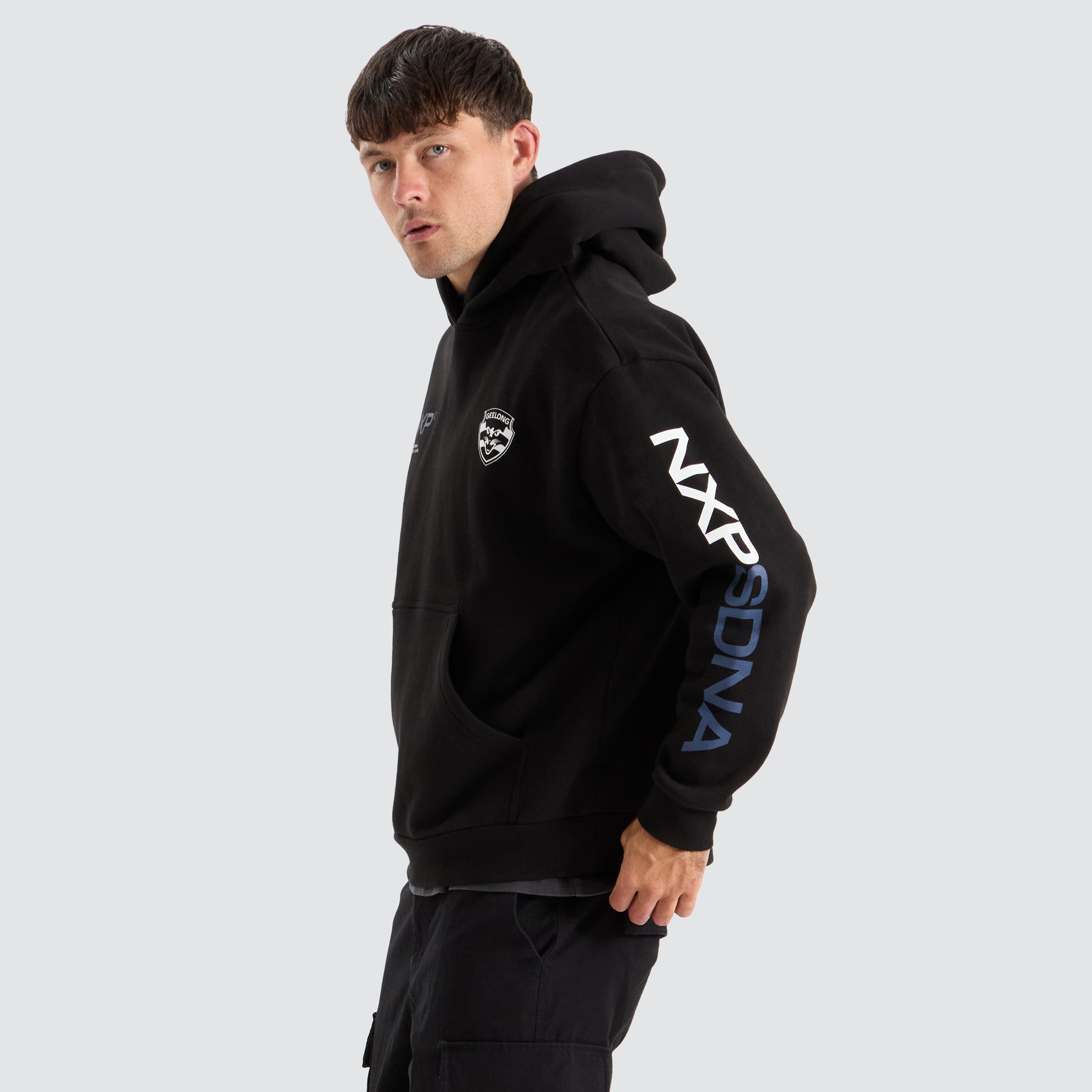 NXP Geelong Cats AFL Relaxed Hoodie in Jet Black Neverland Neverland Store