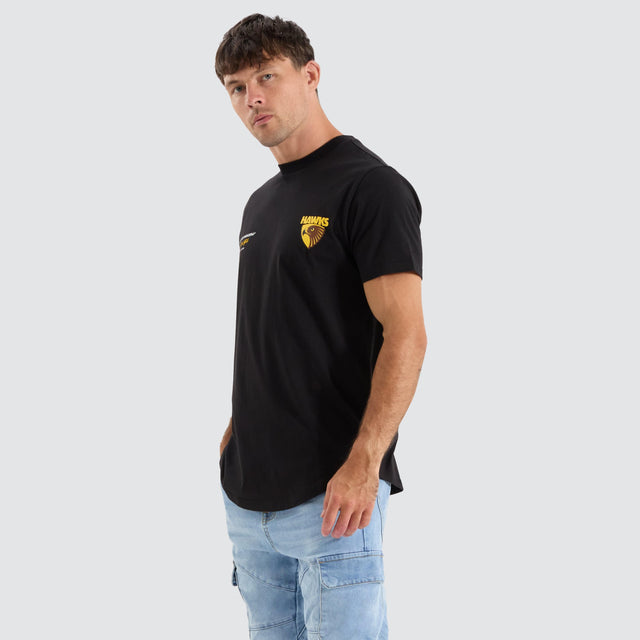 Nena and Pasadena Hawthorn Hawks AFL Dual Curved Tee Jet Black