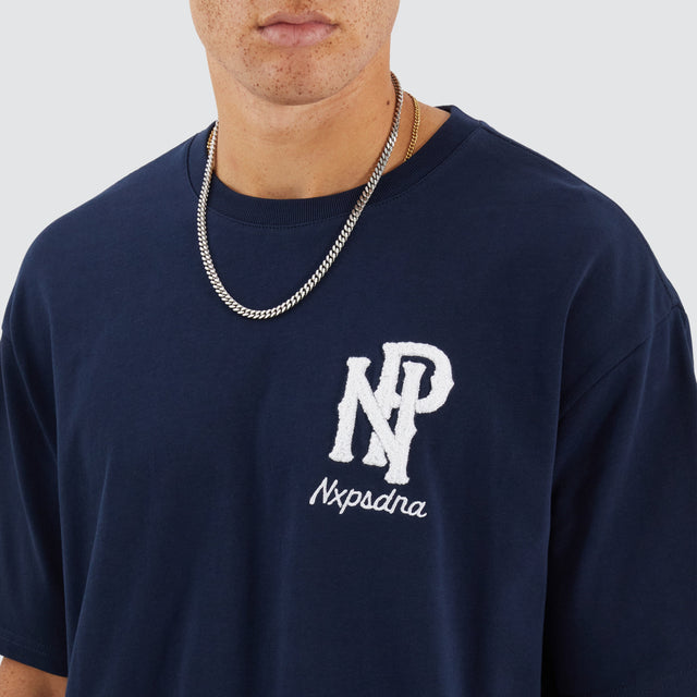 Nena and Pasadena Legacy Box Fit Tee Navy Blue