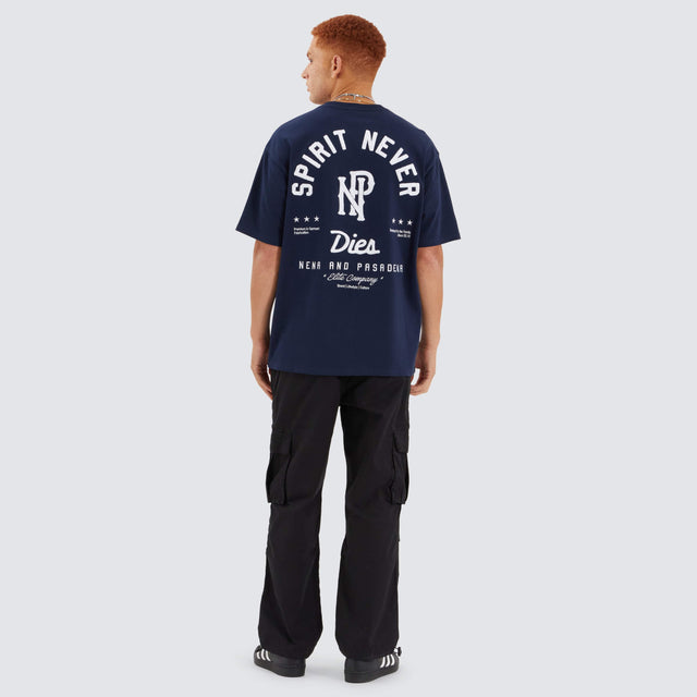 Nena and Pasadena Legacy Box Fit Tee Navy Blue