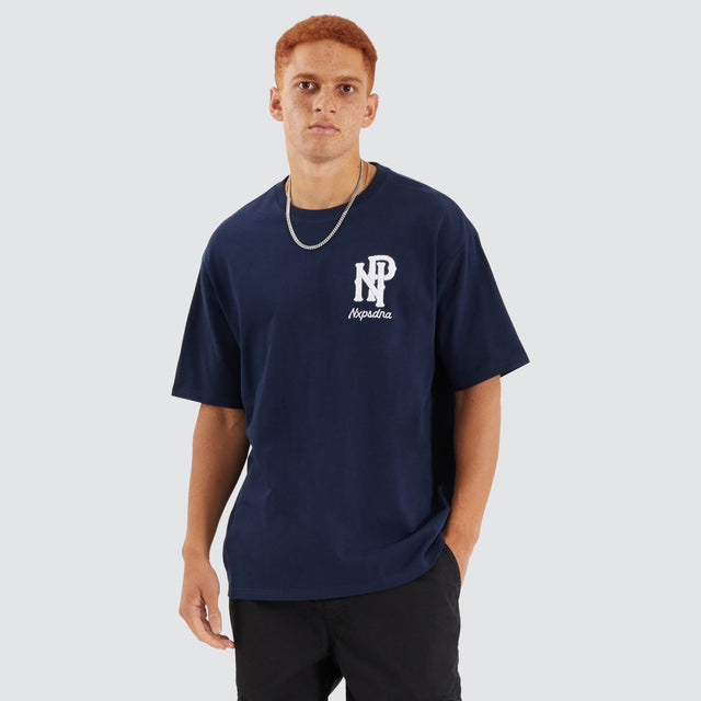 Nena and Pasadena Legacy Box Fit Tee Navy Blue