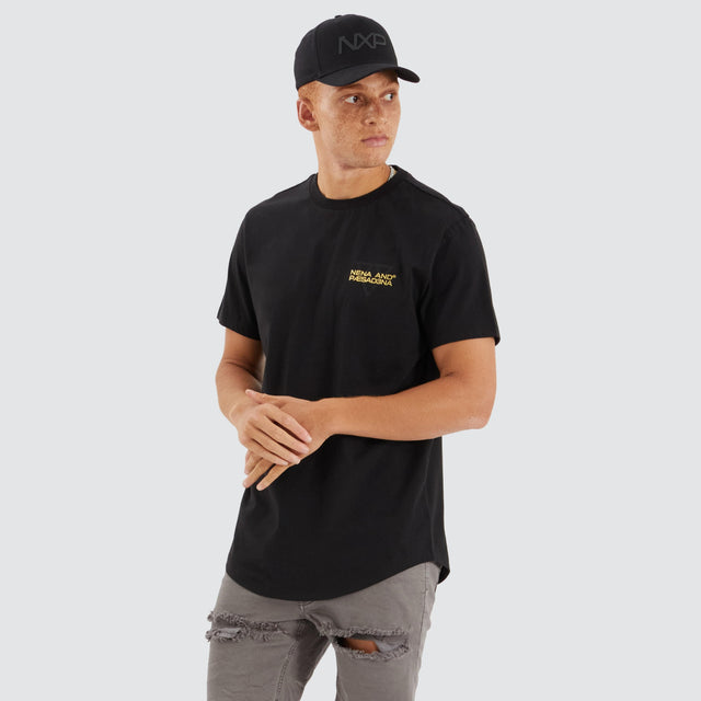 Nena and Pasadena Level Dual Curved Tee Jet Black