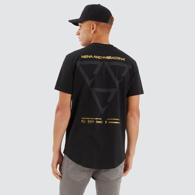 Nena and Pasadena Level Dual Curved Tee Jet Black