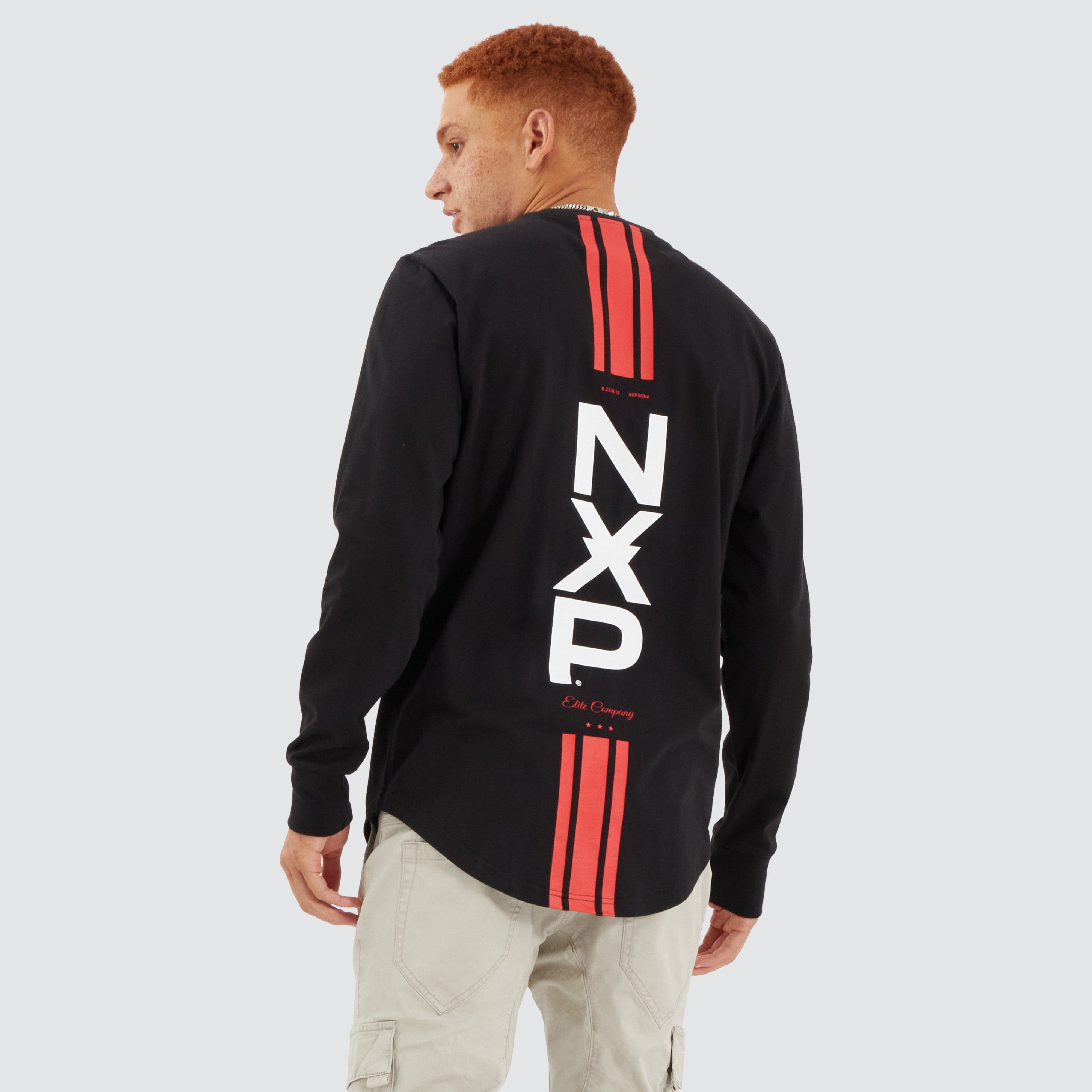 NXP Line Dual Curved Long Sleeve Tee in Black | Neverland Store