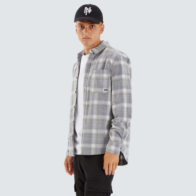 Nena and Pasadena Motion Longsleeve Cord Shirt Blue Granite Check