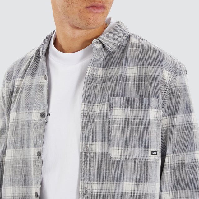 Nena and Pasadena Motion Longsleeve Cord Shirt Blue Granite Check