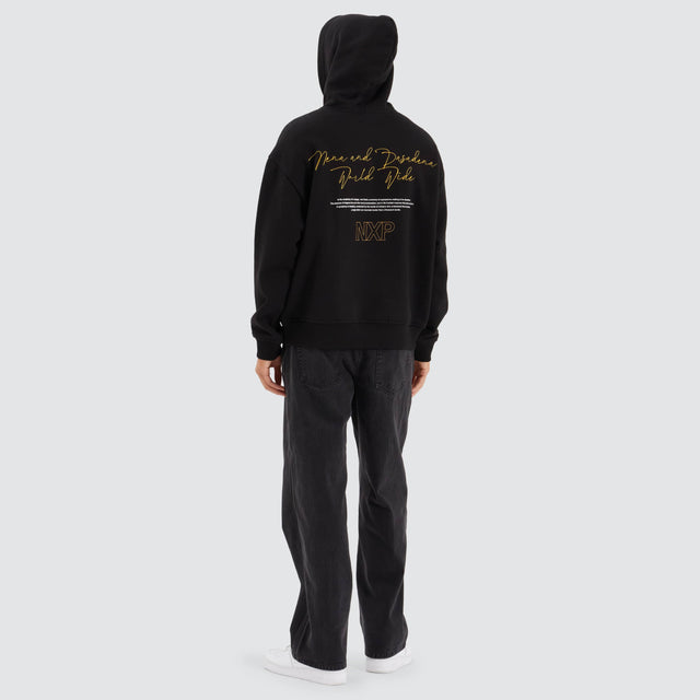 Nena and Pasadena Olympia Box Fit Hoodie Jet Black