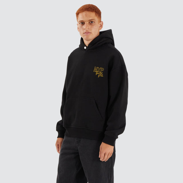 Nena and Pasadena Olympia Box Fit Hoodie Jet Black