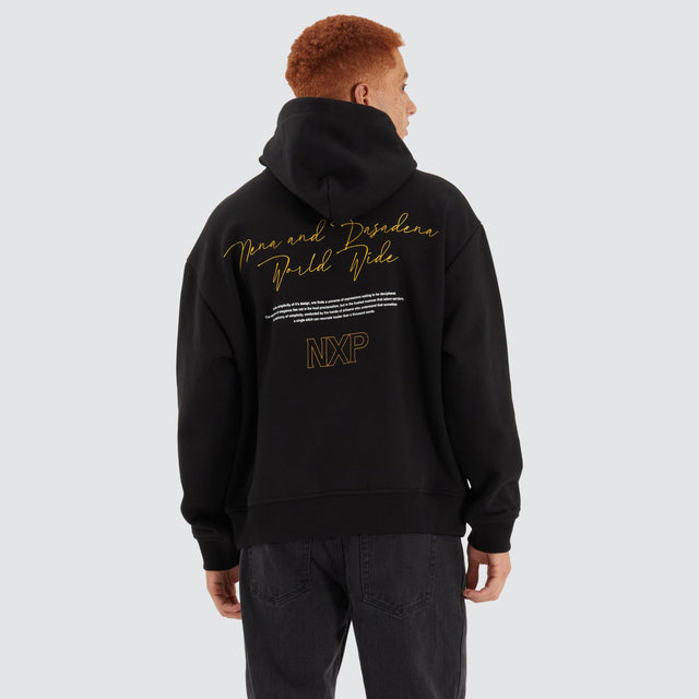 Nena and Pasadena Olympia Box Fit Hoodie Jet Black