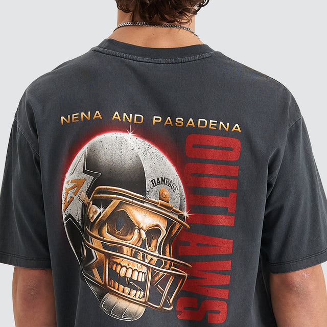 Nena and Pasadena Outlaws Heavy Box Fit Scoop Tee Pigment Anthracite Black