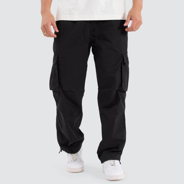 Nena and Pasadena P350 Parachute Cargo Pant Jet Black