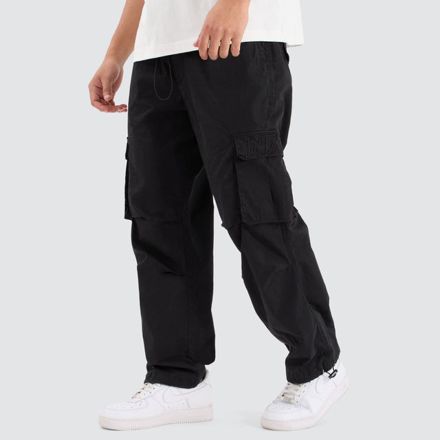 Nena and Pasadena P350 Parachute Cargo Pant Jet Black