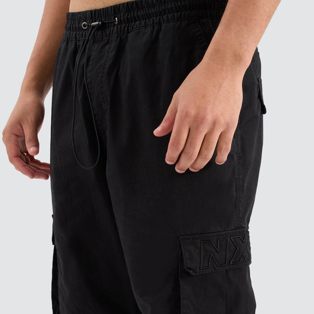 Nena and Pasadena P350 Parachute Cargo Pant Jet Black