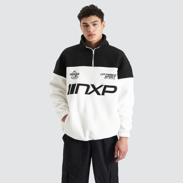 Nena and Pasadena Partition Pullover Sweater Black/White