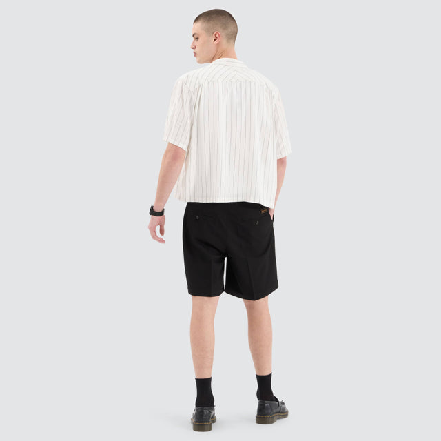 Nena and Pasadena Sequence Cube Shortsleeve Shirt Black Pinstripe