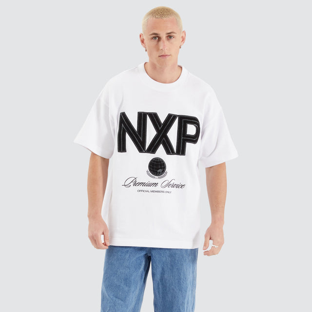 Nena and Pasadena Service Loopback Raptor Tee Optical White