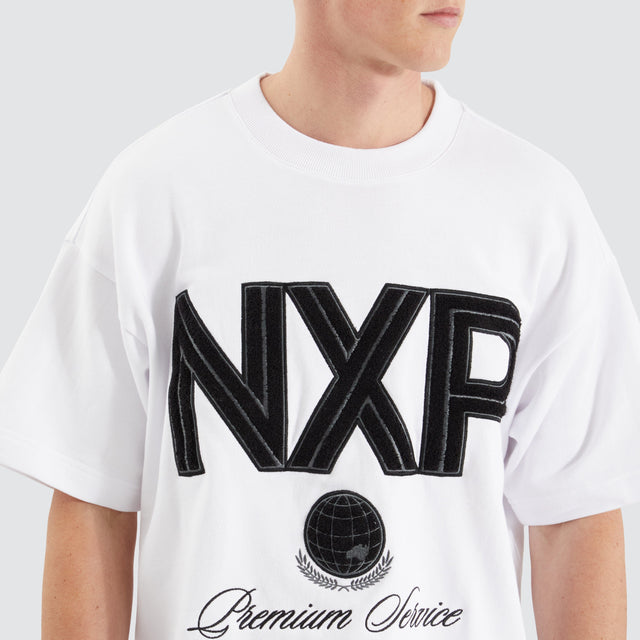 Nena and Pasadena Service Loopback Raptor Tee Optical White