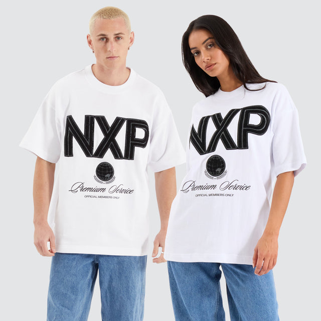 Nena and Pasadena Service Loopback Raptor Tee Optical White