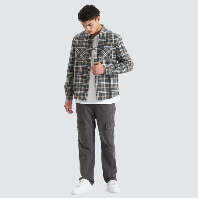 Nena and Pasadena South Elevation LS Shirt Anthracite/White Check