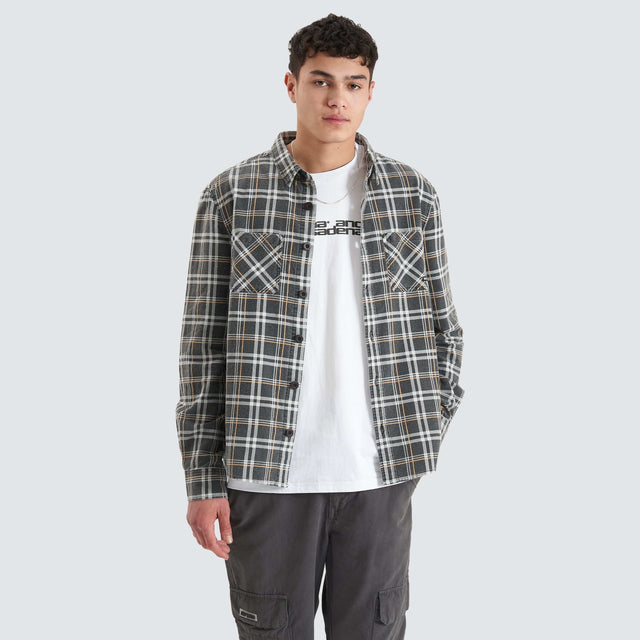 Nena and Pasadena South Elevation LS Shirt Anthracite/White Check