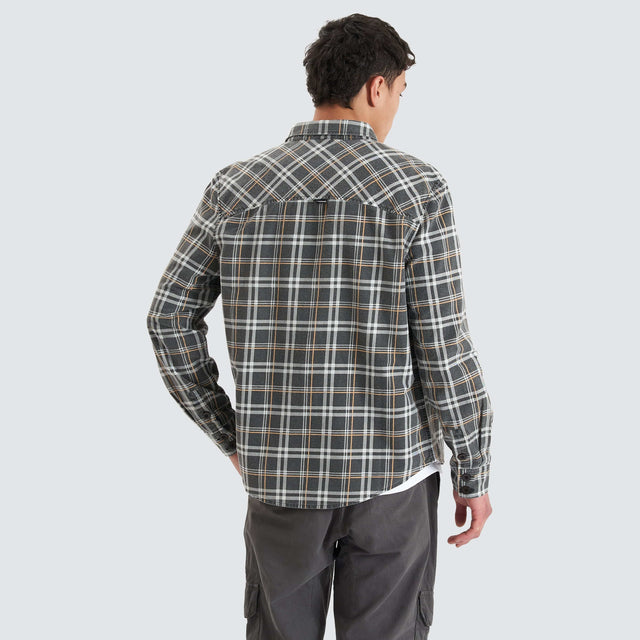 Nena and Pasadena South Elevation LS Shirt Anthracite/White Check