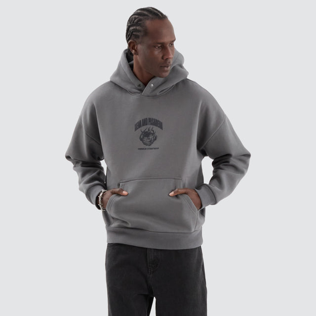 Nena and Pasadena Spar Box Fit Hoodie Charcoal