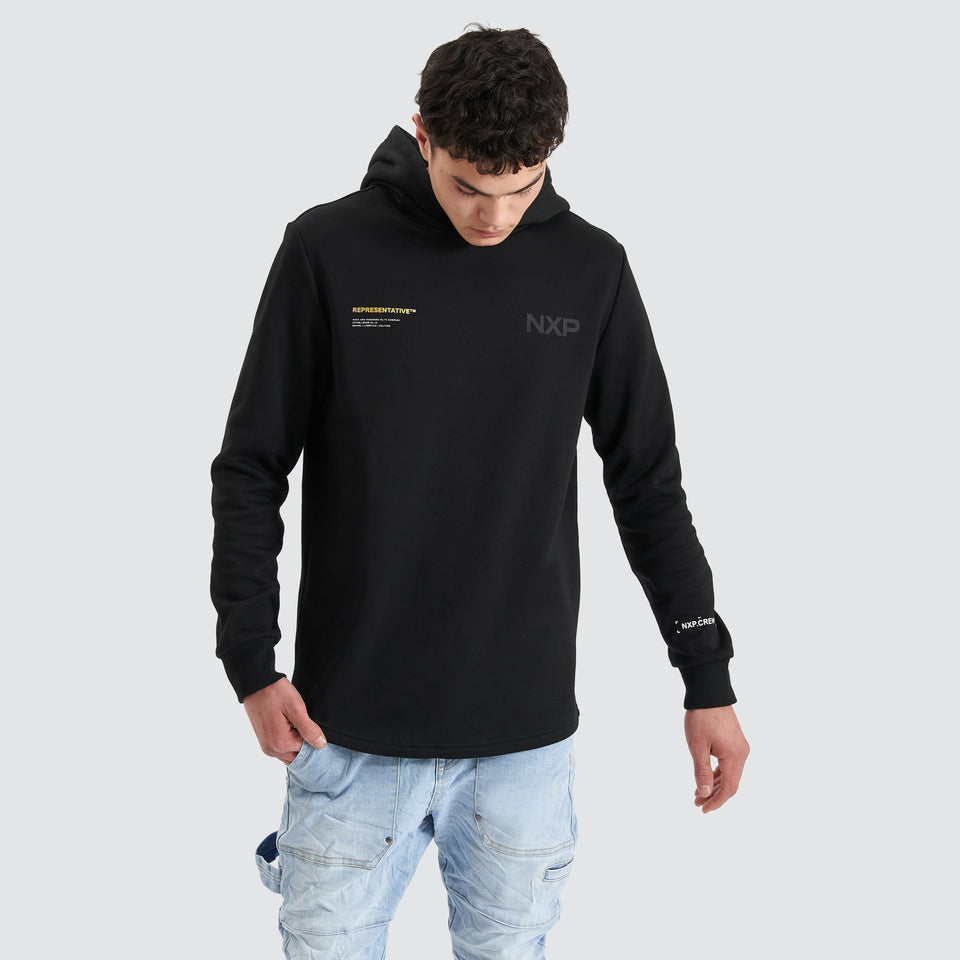 NXP Spire Dual Curved Hoodie in Jet Black | Neverland | Neverland Store