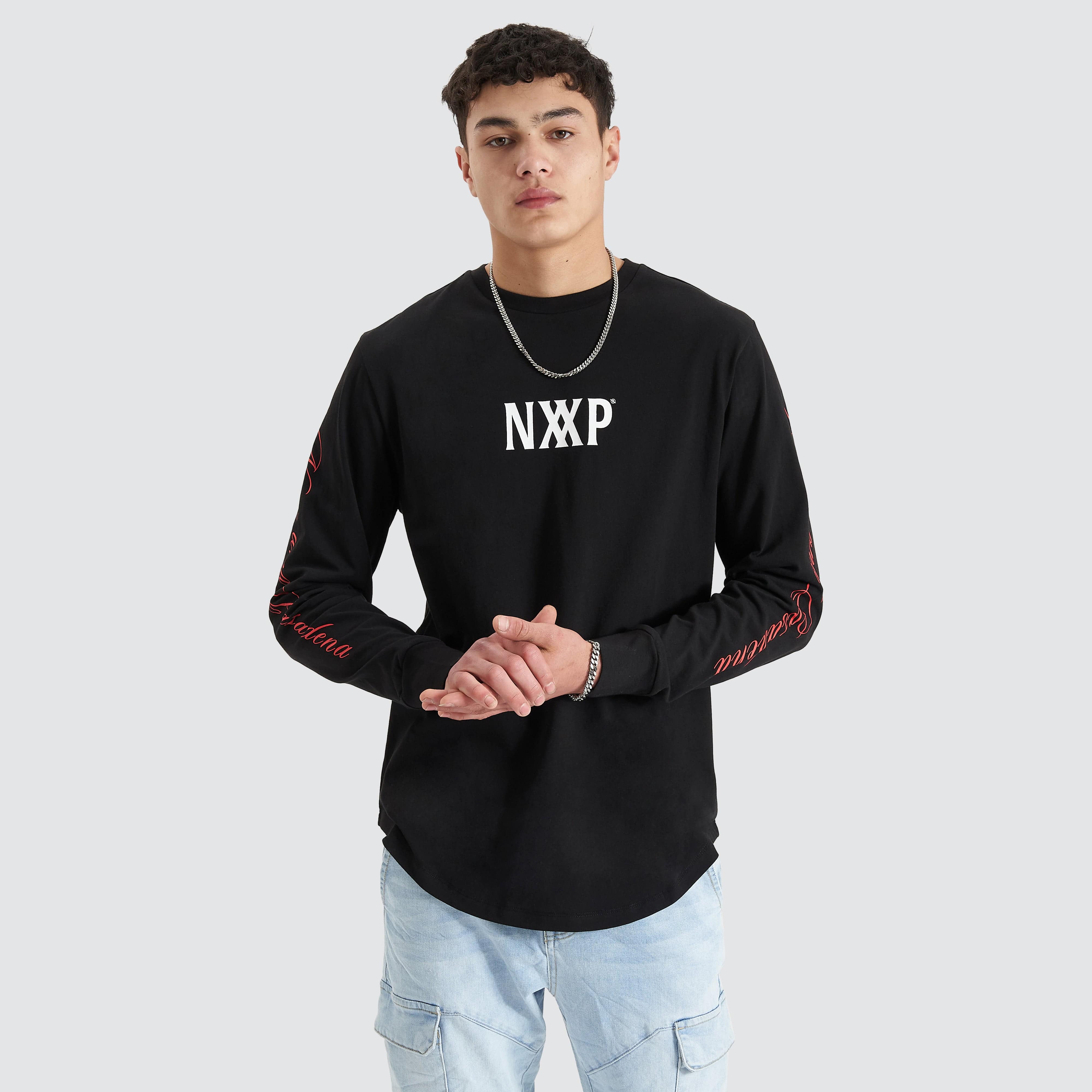 NXP Stasis Dual Curve LS Tee in Black - Nena and Pasadena