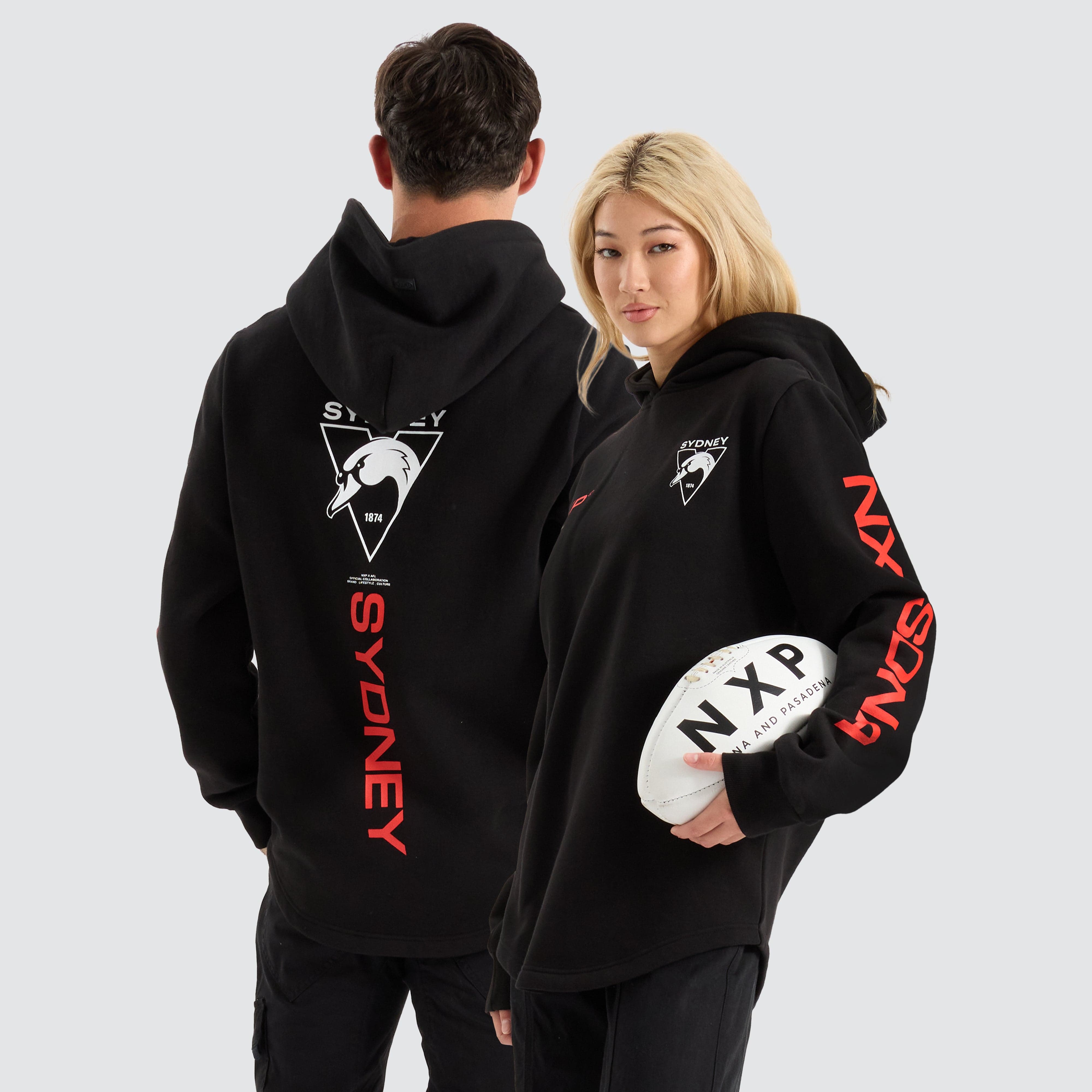 NXP Collingwood Magpies AFL Dual Curved Hoodie in Jet Black