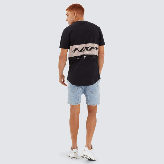 Nena and Pasadena Tranquil Dual Curved Tee Jet Black