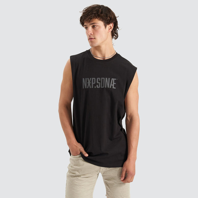 Nena and Pasadena Underdog Scoop Back Muscle Tee Jet Black