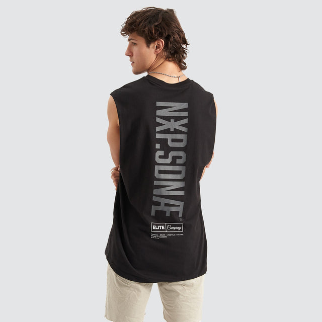 Nena and Pasadena Underdog Scoop Back Muscle Tee Jet Black