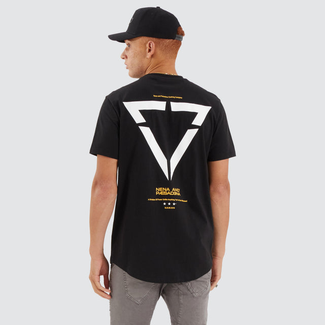 Nena and Pasadena Vector Dual Curved Tee Jet Black