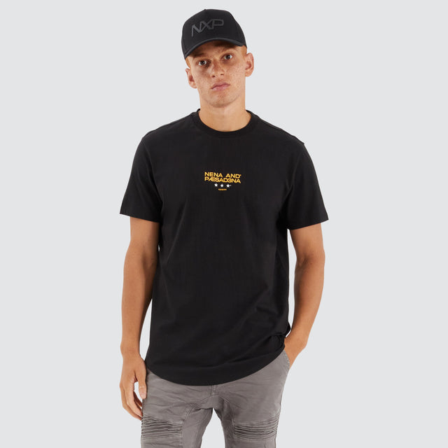 Nena and Pasadena Vector Dual Curved Tee Jet Black