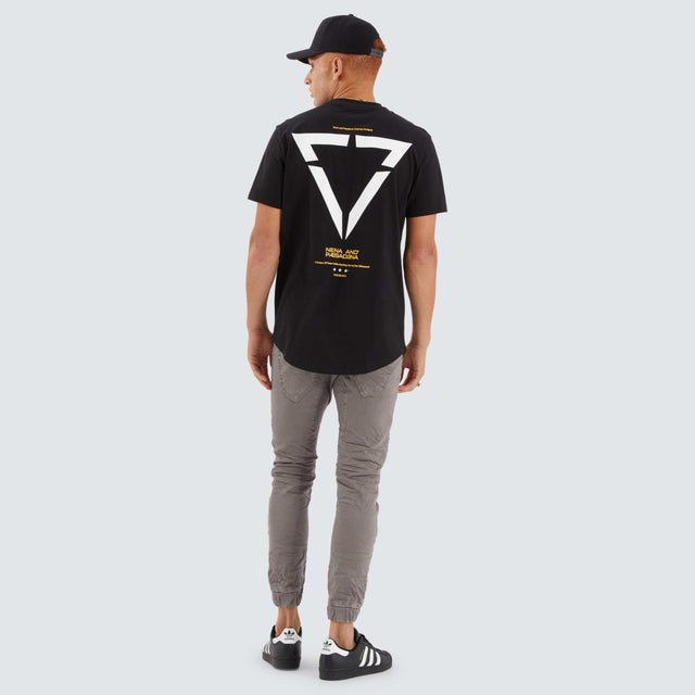 Nena and Pasadena Vector Dual Curved Tee Jet Black