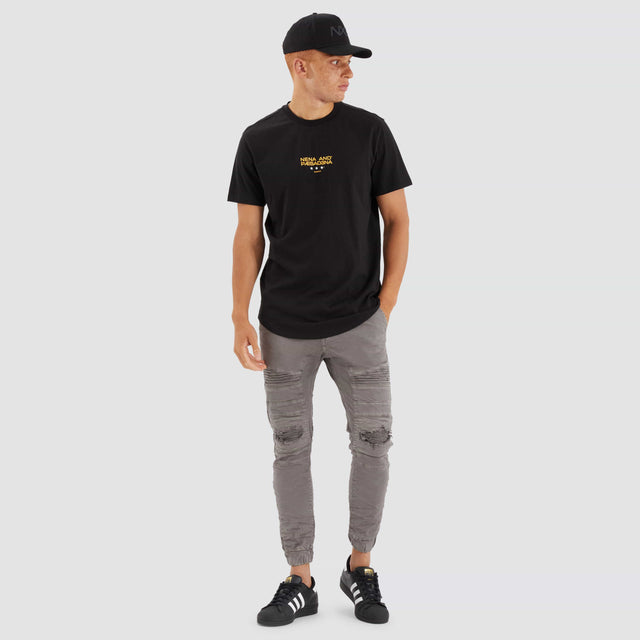 Nena and Pasadena Vector Dual Curved Tee Jet Black