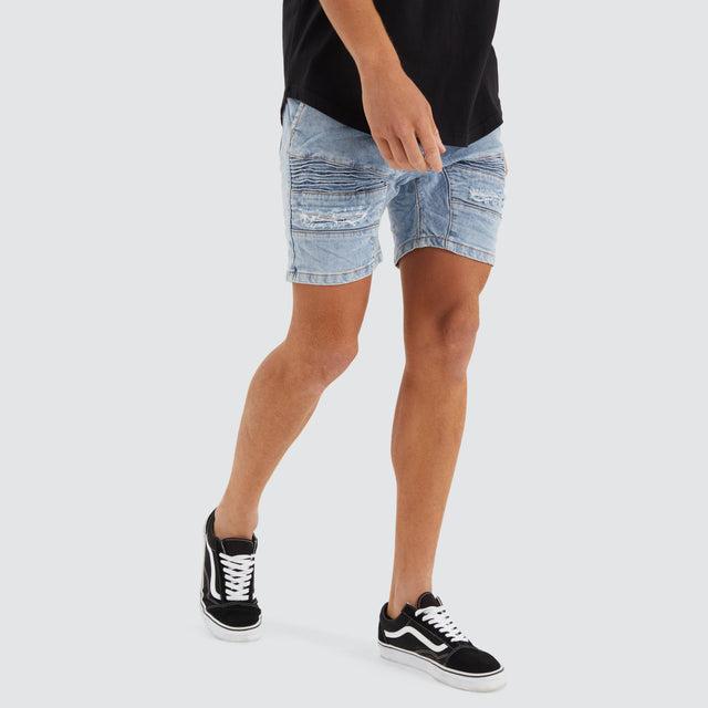 Nena and Pasadena Viper Denim Short Portland Blue