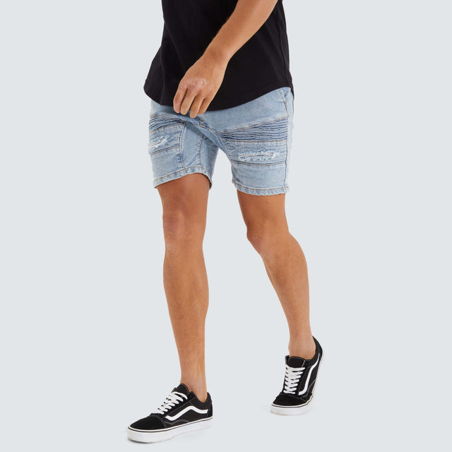 Nena and Pasadena Viper Denim Short Portland Blue