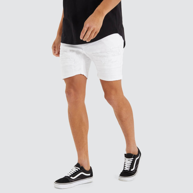 Nena and Pasadena Viper Denim Short White