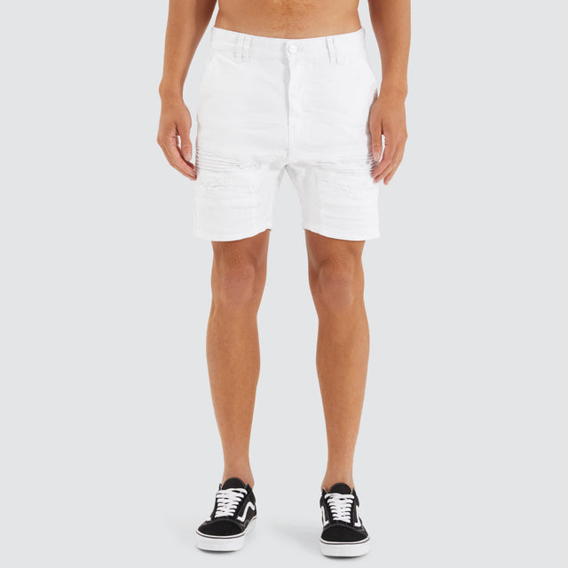 Nena and Pasadena Viper Denim Short White