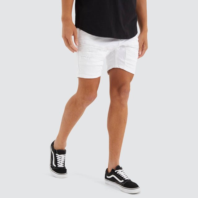 Nena and Pasadena Viper Denim Short White