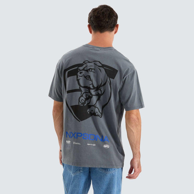 Nena and Pasadena Western Bulldogs AFL Box Fit Tee Pigment Charcoal